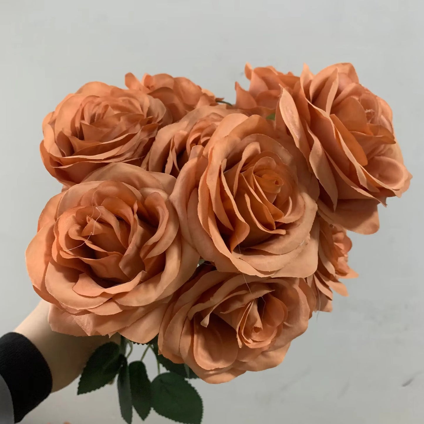 artificial roses bouquet, silk flowers for home decor, wedding, anniversaries, coffee brown, indoor events, elegant floral arrangement, perfect gift for special occasions