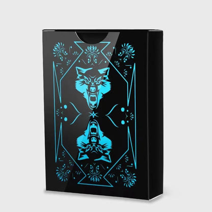 Black Waterproof Plastic PVC Playing Cards Sets Wolf Magic Tricks Gift for Poker, Family Game Nights, Outdoor Fun, Durable and Easy to Clean