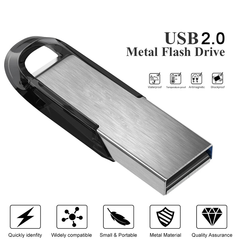 usb flash drive storage 8gb 16gb 32gb 64gb 128gb, high-speed metal pen drive, usb 2.0 memory stick, portable u disk for data transfer and backup