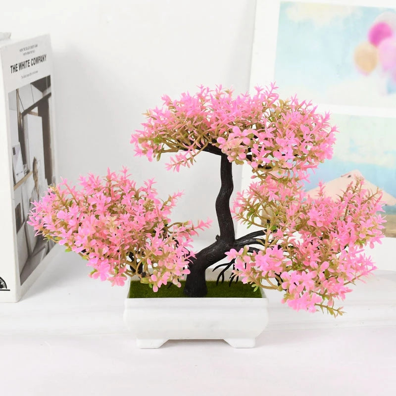 artificial bonsai tree in pot - plastic fake plant for desk, home, hotel, garden decoration, ideal for indoor and outdoor use, decorative potted ornament
