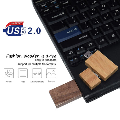 Wooden USB + Box Flash Drive Flash Disk Pendrive 4GB 8GB 16GB 32GB 64GB 128GB Memory Stick Photography Gifts for Wedding Business Storage