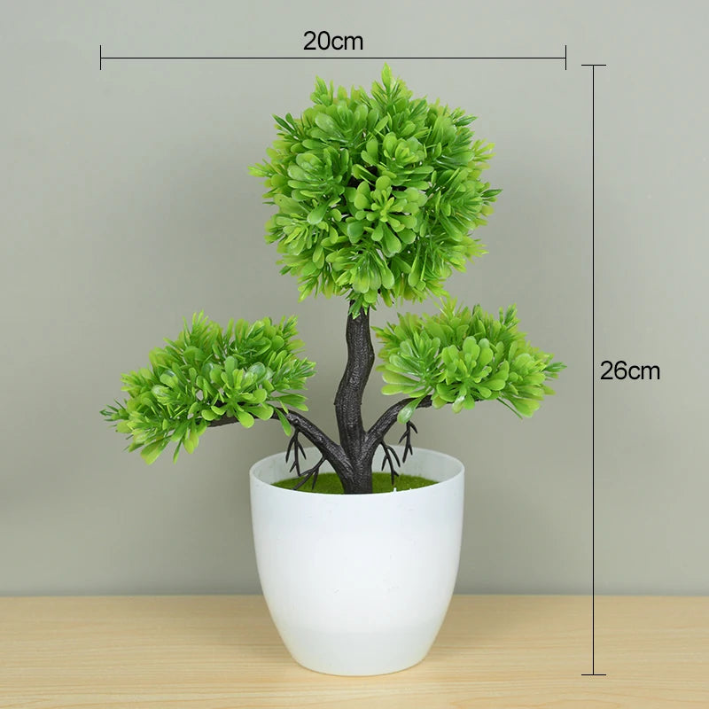 artificial bonsai tree in pot - plastic fake plant for desk, home, hotel, garden decoration, ideal for indoor and outdoor use, decorative potted ornament