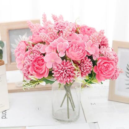 Silk Peony Bouquet Artificial Flowers for Weddings, Home, Garden Decoration, Floral Arrangements, Valentine's, Birthday or Anniversary Gifts, 30cm Long - 6 Colours Available
