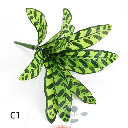 Artificial Tortoiseshell Leaf Dieffenbachia, Silk Fake Plant for Living Room Decor, Small Fairy Taro Design, Indoor & Outdoor Decoration, Plastic & Silk Material