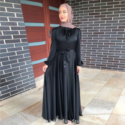 Muslim Women Abaya Woman Dubai Luxury Turkey Dresses Arabic Evening Robe Long Satin Musulmane for Women - Elegant Traditional Style for All Seasons
