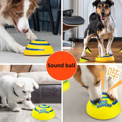 Rubber Dog Teething Toy Stick, Flying Disc for Puppies, Interactive Pet Play Ball, Yellow, Sound-Emitting, Suitable for Indoor Outdoor Fetch Games