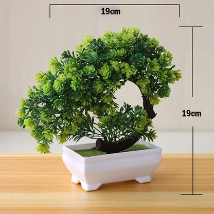 Green Artificial Bonsai Plants - Small Tree Grass and Flowers in Pot, Indoor Outdoor Decoration for Home, Office, Wedding, Anniversary, Exhibition, Halloween Decor