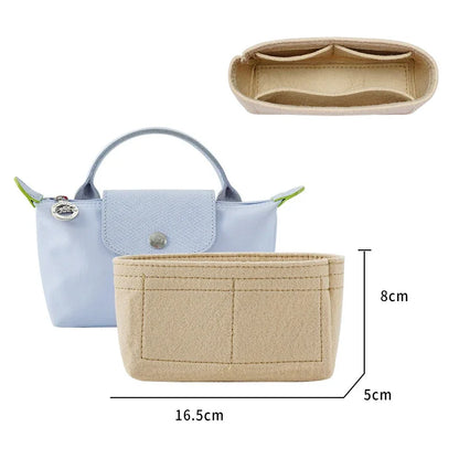 Bag Organizer For Longchamp Mini Bag Storage Bag The Liner Bag Felt Flannel Purse Insert Handbag Liner Bag