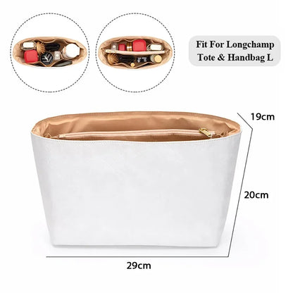 Dupont Felt Insert Bag Fits For Longchamp Handbag Liner Bag Felt Cloth Makeup Bag Support Travel Portable Insert Purse Organizer Tote Insert for Neat Storage and Shape
