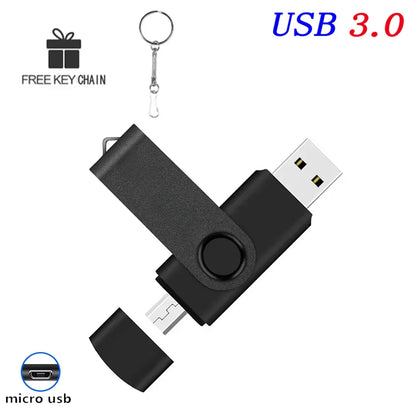 2 IN 1 OTG Pen Drive 128GB High Speed USB 3.0 Flash Drive 64GB Rotatable Memory Stick for Easy Data Storage and Transfer Key Chain USB Stick 16GB Mini U Disk