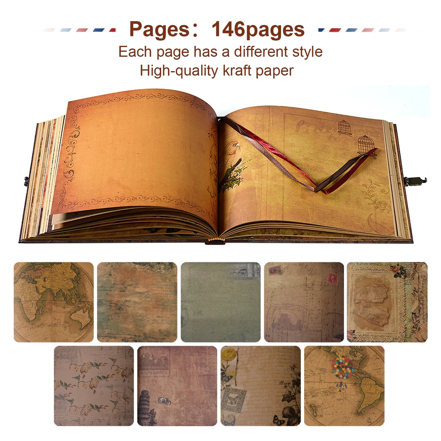 146 page diy handmade photo album scrapbook our adventure book retro kraft album anniversary wedding memory mother's day gift