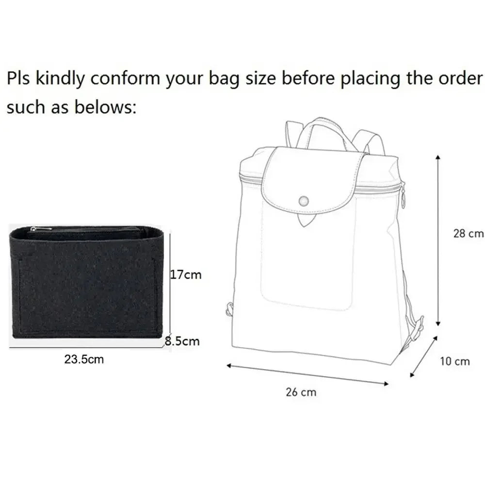 soft pouch organizer felt insert bag inner bag handbag insert bag purse linerfor longchamp le pliage backpack bag