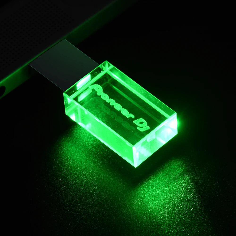 usb 3.0 flash drive with led lighting - 64gb 32gb 16gb, high-speed crystal memory stick for computers, colourful led usb stick, ideal for business gifts