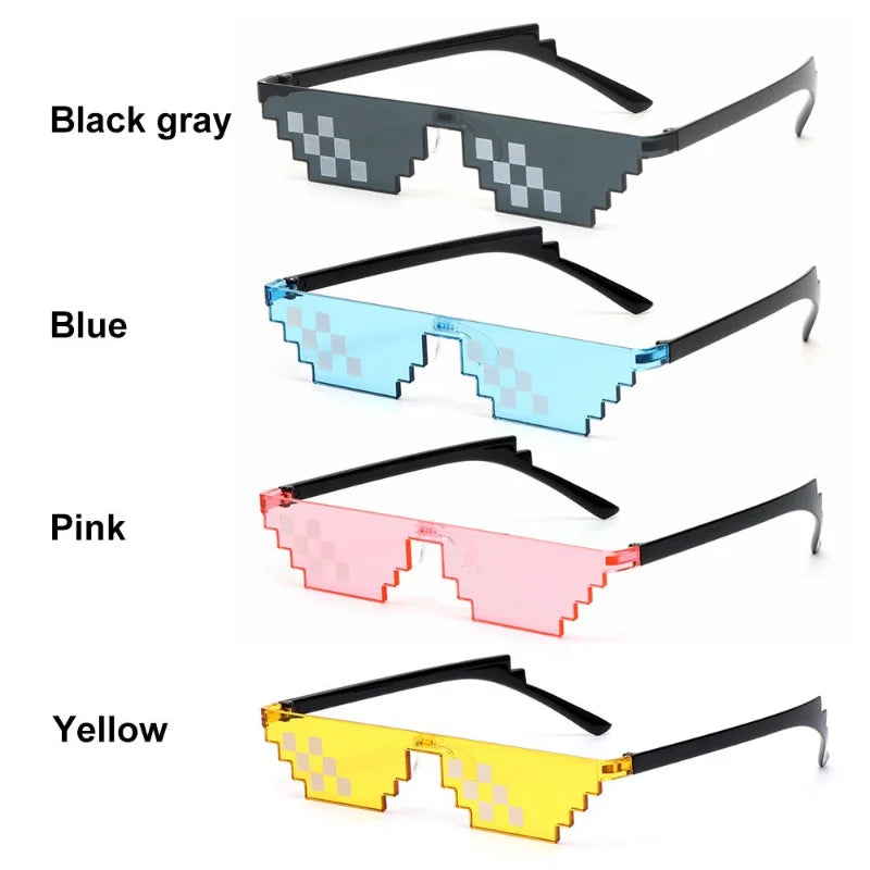 new mosaic sunglasses trick toy thug life glasses cool jokes pixel black rimless shades for adults and kids retro gamer style fun eyewear