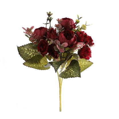 Silk Peony Artificial Flowers Bouquet, 30cm Decorative Faux Floral Arrangement, Indoor Peonies for Home, Wedding, Bridal Shower, Party, Hotel Table and Vase Décor