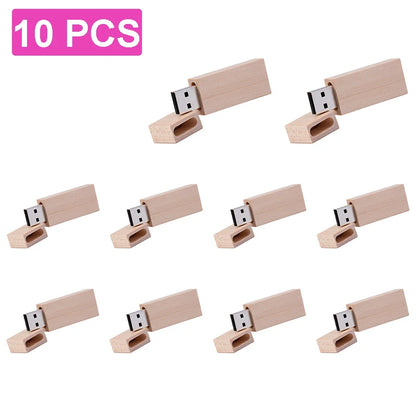 Wooden USB Flash Drive 128GB, 64GB, 32GB Memory Stick - Customisable Logo, Waterproof, Shatterproof - Ideal for Photography, Wedding, Business Gifts, Creative Use