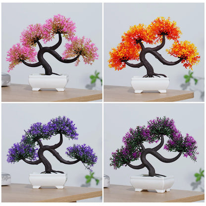 Miniature Artificial Bonsai Tree Ornament - Lifelike Desktop Pot Plant for Home, Office or Garden Decor - Low Maintenance Accent for Indoor or Outdoor Use