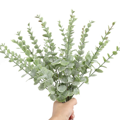 12 Artificial Eucalyptus Stems, Silver Dollar Greenery, Faux Branches for Wedding Bouquets, Floral Arrangements, Home and Outdoor Decoration, 12 Piece Set