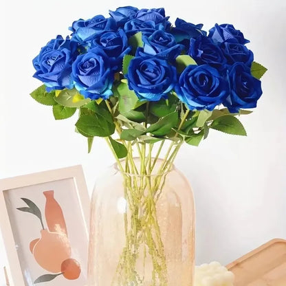Lifelike Silk Blue Rose Artificial Flowers for Weddings, Home, Anniversary, Birthday, Party Decor - 3/5pcs Pack