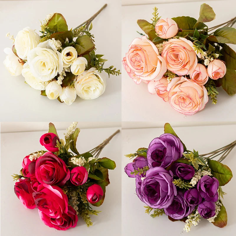 silk peony rose artificial flower bouquet for wedding, home decor, bridal props, indoor events, gift arrangement, photography backdrop, versatile floral accent