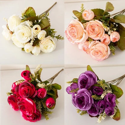 Silk Peony Rose Artificial Flower Bouquet for Wedding, Home Decor, Bridal Props, Indoor Events, Gift Arrangement, Photography Backdrop, Versatile Floral Accent