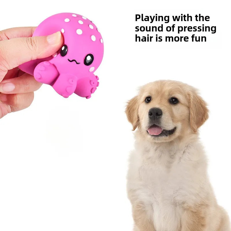 latex squeaky dog toys for small breeds, marine animal design, durable chew balls for puppy teething, indoor play and pet entertainment