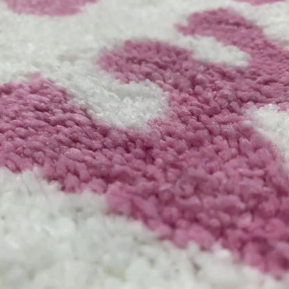 50x80cm Irregular Shaped Pink Letters Soft Aesthetic Carpet Flocked Room Door Mat Rug Three Styles Bedside Rug Non-Slip for Home Bathroom Floor Decor