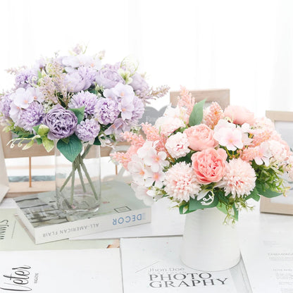 Silk Peony Bouquet Artificial Flowers for Weddings, Home, Garden Decoration, Floral Arrangements, Valentine's, Birthday or Anniversary Gifts, 30cm Long - 6 Colours Available