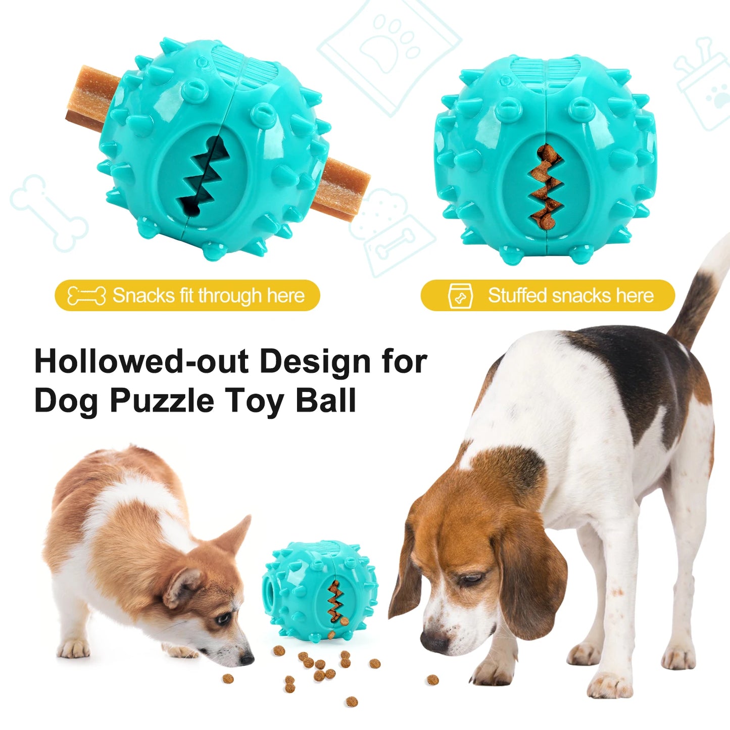 durable rubber dog chew toy for teeth cleaning and anti-bite training, interactive slow feeder and food dispenser, pet play ball for small to medium dogs