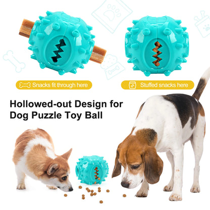 Durable Rubber Dog Chew Toy for Teeth Cleaning and Anti-Bite Training, Interactive Slow Feeder and Food Dispenser, Pet Play Ball for Small to Medium Dogs