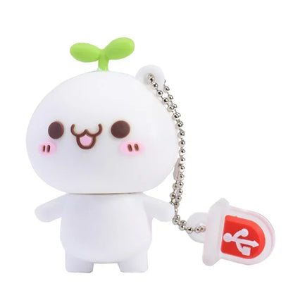 USB Flash Drive 128GB Cute Rabbit Shape, Cartoon Memory Stick 64GB, Silicone Waterproof USB 2.0, Children's Gift with Key Chain, Available in Multiple Colours