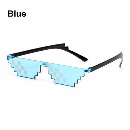 NEW Mosaic Sunglasses Trick Toy Thug Life Glasses Cool Jokes Pixel Black Rimless Shades for Adults and Kids Retro Gamer Style Fun Eyewear