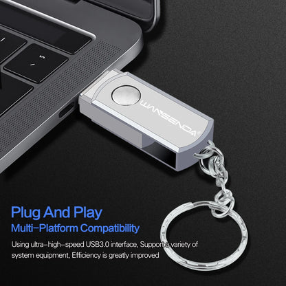USB 3.0 Flash Drive, Metal Memory Stick, Keychain Pen Drive, Rotating Design, 16GB, 32GB, 64GB, 128GB, 256GB Storage Options, High-Speed Data Transfer