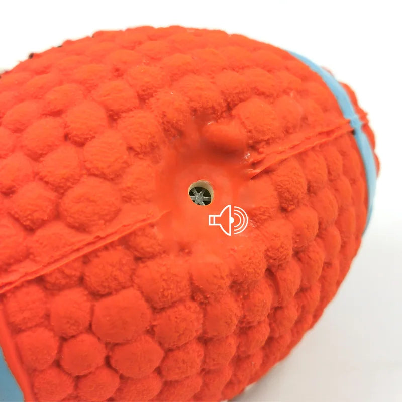 soft latex pet ball toy for dogs, squeaky rugby tennis volleyball football basketball, teeth cleaning, training & play for small to large breeds