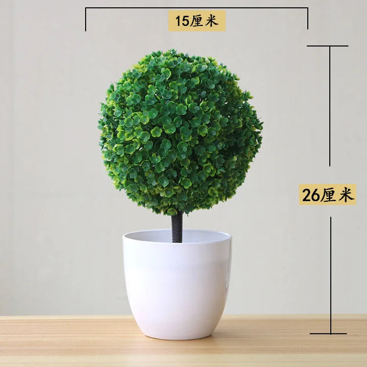 artificial bonsai tree decorative plant, plastic fake flowers with pot, desktop ornament for home, office, hotel, garden, anniversary, and exhibition use