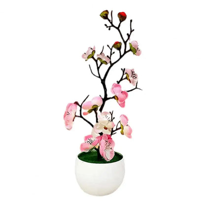 Artificial Plum Blossom Bonsai Plant with Pot | Indoor Decorative Silk Flower Arrangement for Home, Office, Celebrations, Parties, Weddings | Plastic Material