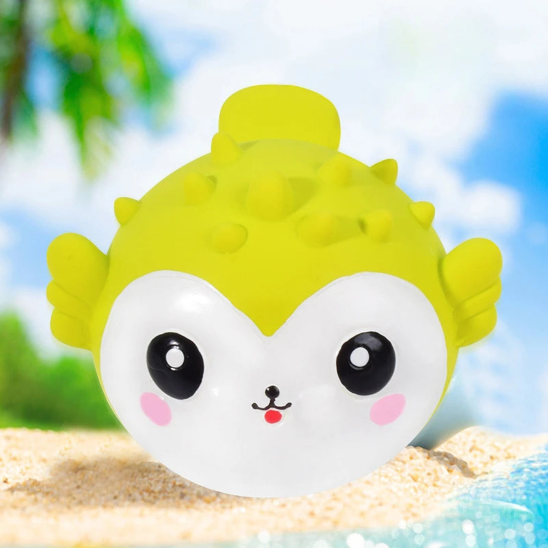 latex squeaky dog toys for small breeds, marine animal design, durable chew balls for puppy teething, indoor play and pet entertainment
