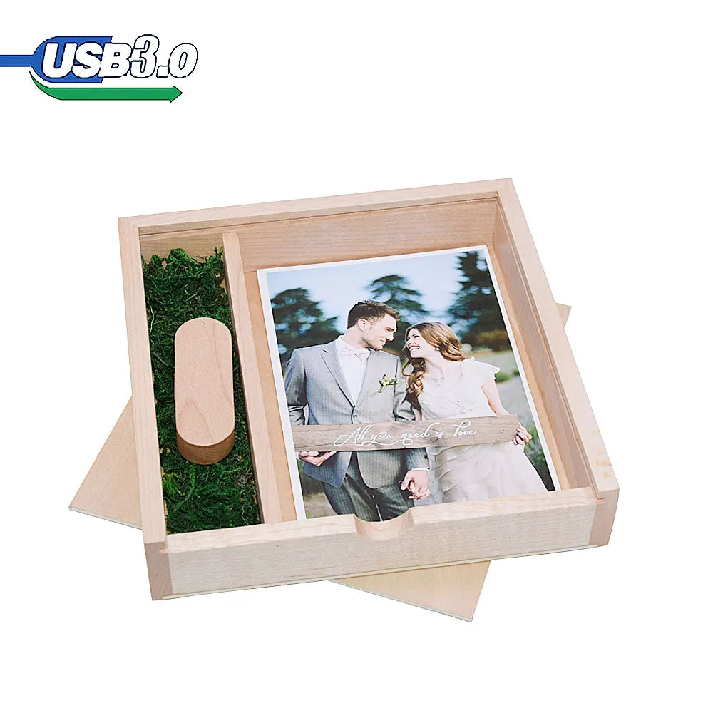wooden usb 3.0 flash drive 128gb with box - creative photography, wedding gift, memory stick, 64gb pen drive, ideal for albums and data storage