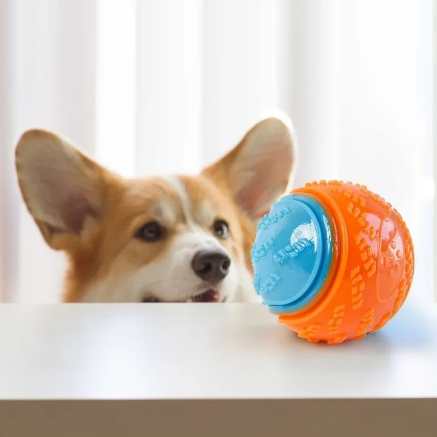 dog chew ball toy tpr material for aggressive chewers, cooling & squeaky, interactive teeth cleaning, summer pet exercise play, suitable for all sizes, safe fun