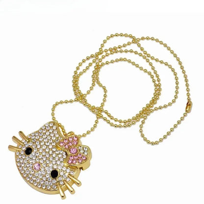 Cartoon USB Flash Drive Crystal Memory Stick 128GB/64GB/32GB/16GB/8GB, Cat Design USB 2.0, Silvery/Golden, Stylish Portable Storage for Computer and Laptop, CE Certified