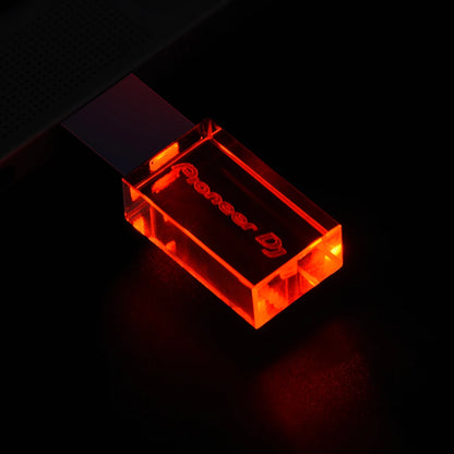 USB 3.0 Flash Drive with LED Lighting - 64GB 32GB 16GB, High-Speed Crystal Memory Stick for Computers, Colourful LED USB Stick, Ideal for Business Gifts