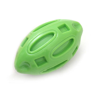 Interactive Squeaky Dog Toy Ball Rubber Rugby - Teeth Cleaning, Training, Outdoor Play Fun - Durable, Vibrant Colours: Rose Red, Sky Blue, Green, Perfect for All Dogs