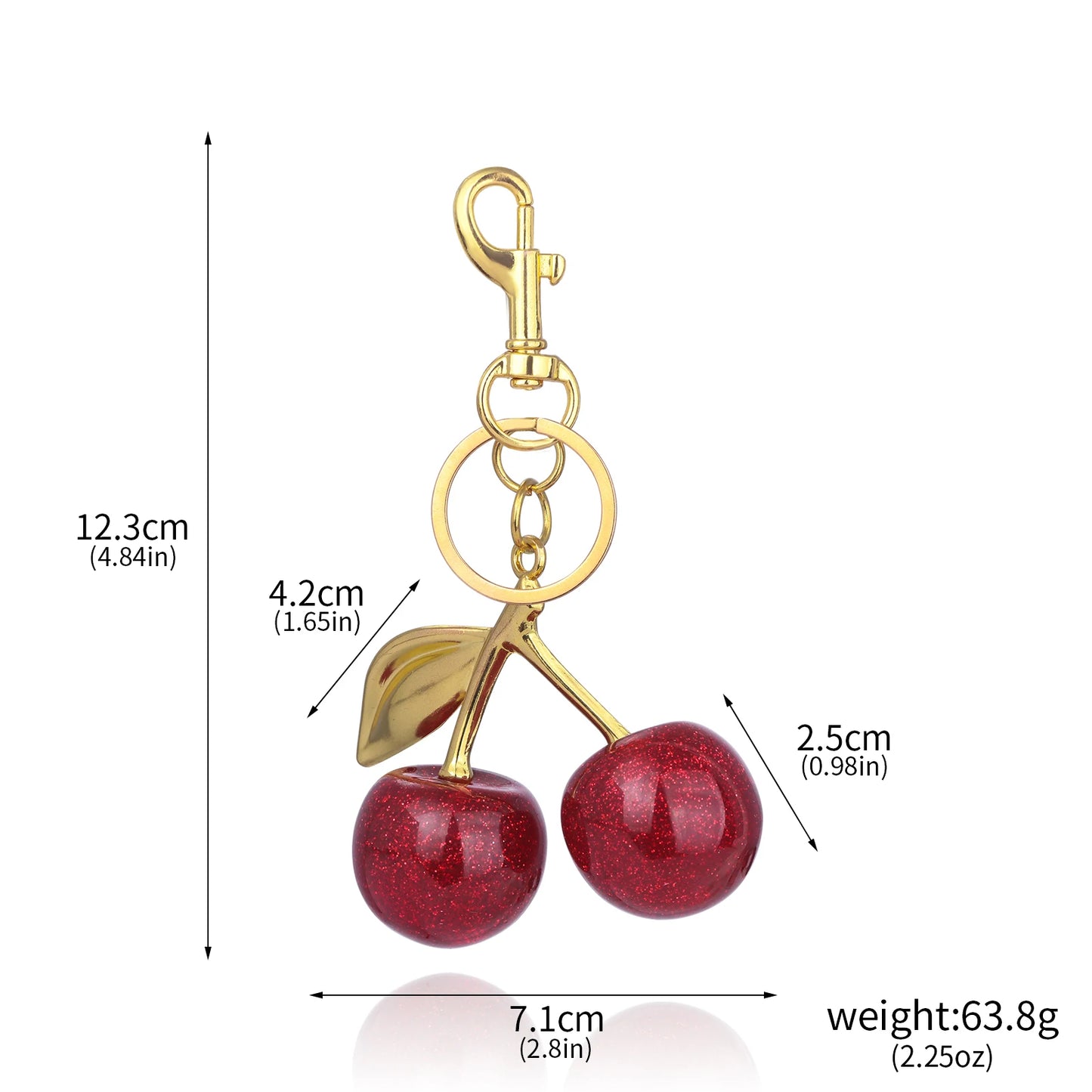 b0cyyyyk6q fashion delicious red cherry keychain summer fruits cherries pendant keyring for women men jewelry bag accessories gift