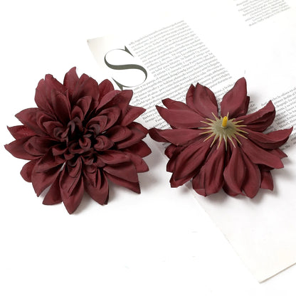 Artificial Silk Dahlia Flower Heads 5-Pack - Home, Wedding, Party Decoration, Indoor Faux Floral Accessories for Anniversaries, Birthdays, Bridal Showers
