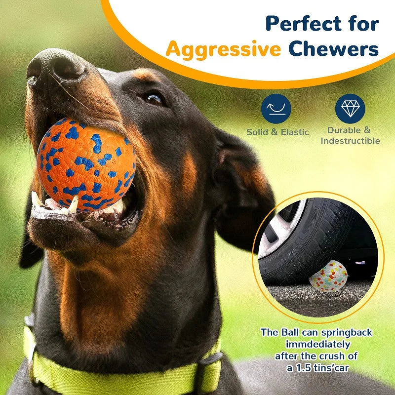 rubber dog chew toy ball - bite resistant, durable, non-toxic molar teething aid, ideal for medium and large dogs, interactive play, safe for indoor and outdoor fun