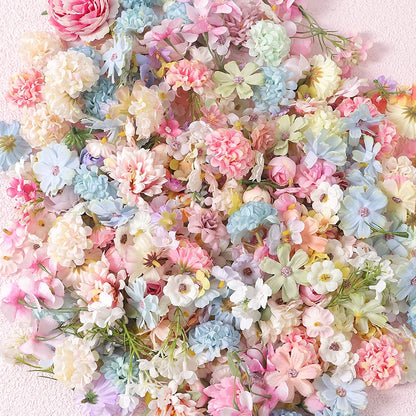 Mini Silk Artificial Flowers Set, 50Pcs Mixed Colours, Ideal for Home Décor, Crafts, Wedding, Anniversary, Baby Shower, Birthday, Indoor Decoration Accessories