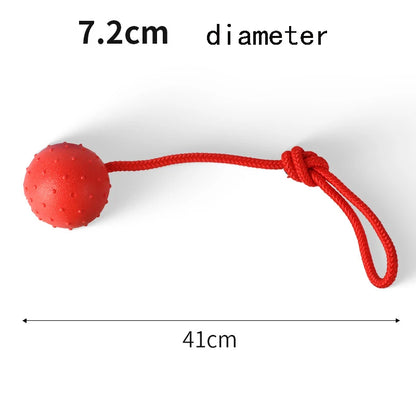 Rubber Ball with Rope Dog Chew Toy, Indestructible Pet Bite Training Aid, Molar Interactive Play, Funny Puppy Teething Toy, Durable Solid Design for Active Dogs