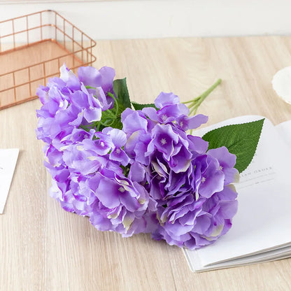 Silk Hydrangea Artificial Bouquet, Decorative Floral Arrangements, Pink White Blue Purple Blooms for Bridal Shower, Indoor Wedding Centerpieces, Home Decor