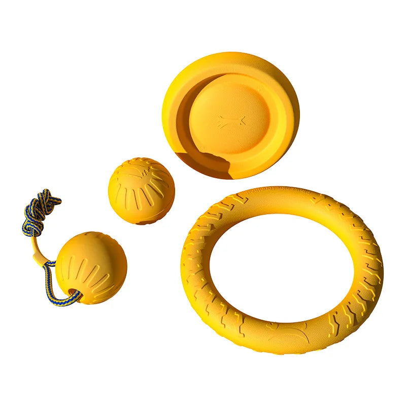 durable dog toy set with training puller & floating chew disc, ideal for aggressive chewers, anti-bite design, boosts active play and physical exercise for dogs