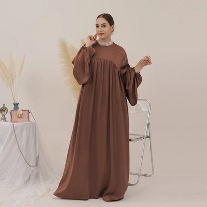 Modest Loose Muslim Dress Abaya Eid Ramadan Elegant With Pocket for Women, Comfortable Fit, Stylish Design, Perfect for Prayer and Daily Wear, Various Colors Available